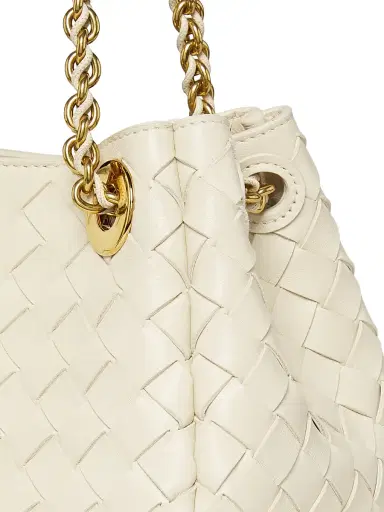 Bottega Veneta Women's Small Parachute Intrecciato Leather Shoulder Bag - Sea Salt | Thumbnail 6