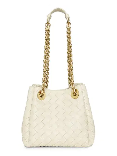 Bottega Veneta Women's Small Parachute Intrecciato Leather Shoulder Bag - Sea Salt | Thumbnail 1