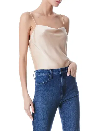 Alice + Olivia Women's Harmon Draped Satin Tank Top - Almond - Size XL | Thumbnail 4 Alice + Olivia Women's Harmon Draped Satin Tank Top - Almond - Size XL | Thumbnail 4