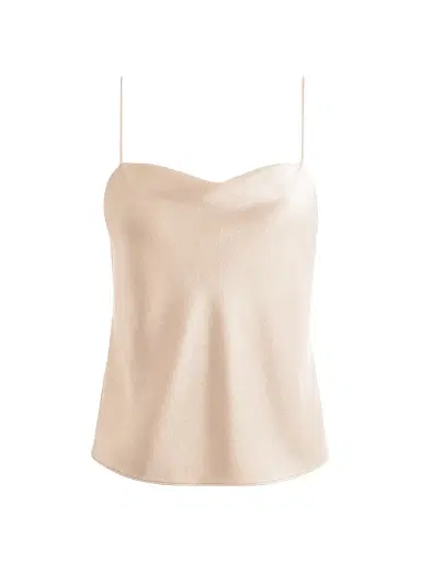 Alice + Olivia Women's Harmon Draped Satin Tank Top - Almond - Size XL | Thumbnail 1 Alice + Olivia Women's Harmon Draped Satin Tank Top - Almond - Size XL | Thumbnail 1