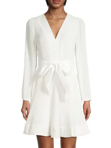 Milly Women's Liv Pleated Belted Minidress - White - Size 12 | Thumbnail 3 Milly Women's Liv Pleated Belted Minidress - White - Size 12 | Thumbnail 3