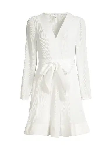 Milly Women's Liv Pleated Belted Minidress - White - Size 12 | Thumbnail 1 Milly Women's Liv Pleated Belted Minidress - White - Size 12 | Thumbnail 1