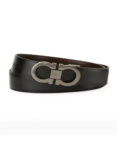 Ferragamo Men's Reversible Leather Double-Gancio Belt | Thumbnail 3 Ferragamo Men's Reversible Leather Double-Gancio Belt | Thumbnail 3