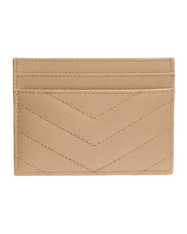 Saint Laurent Cassandre YSL Monogram Card Case in Grained Leather
