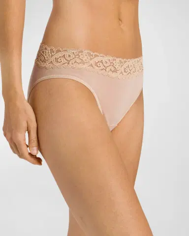 Hanro Moments High-Cut Lace-Trim Briefs | Thumbnail 1 Hanro Moments High-Cut Lace-Trim Briefs | Thumbnail 1