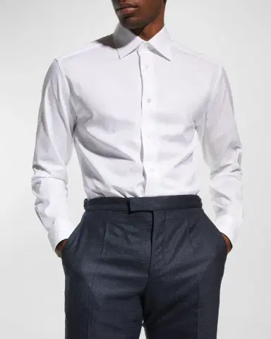 Zegna Men's Trofeo Solid Regular-Fit Dress Shirt | Thumbnail 3
