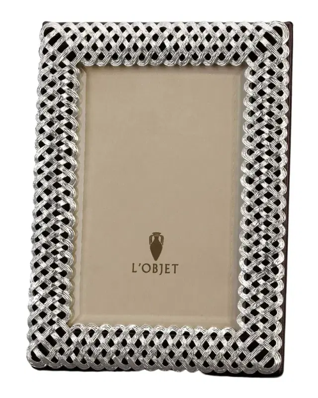 L 'Objet Platinum Braid 4" x 6" Picture Frame