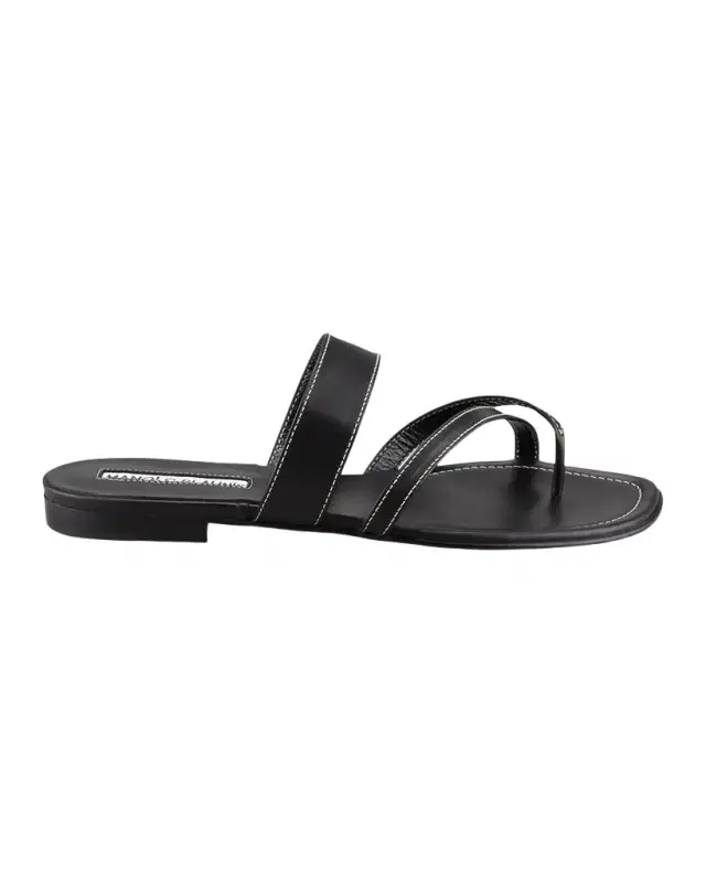 Manolo Blahnik Susa Flat Leather Sandals