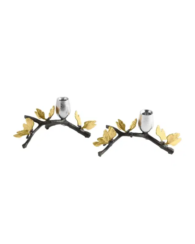 Michael Aram Butterfly Ginkgo Candleholders Low S/2
