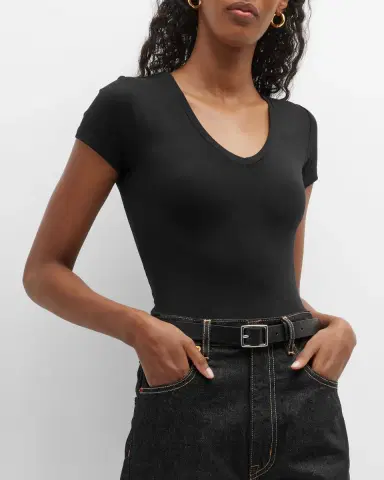 MAJESTIC FILATURES Soft Touch Short-Sleeve V-Neck Tee | Thumbnail 7