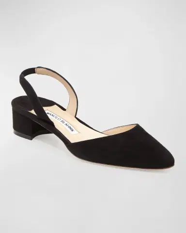 Manolo Blahnik Aspro Suede Block-Heel Slingback Pump | Thumbnail 2