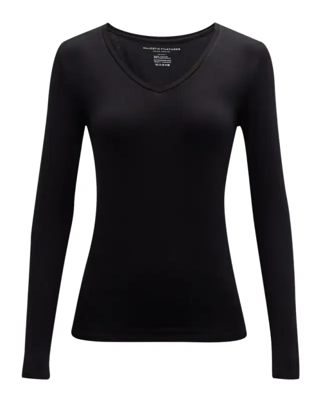 Majestic Filatures Soft Touch Long-Sleeve V-Neck Tee
