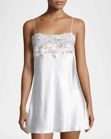 Christine Lingerie Bijoux Lace-Trim Silk Chemise | Thumbnail 2