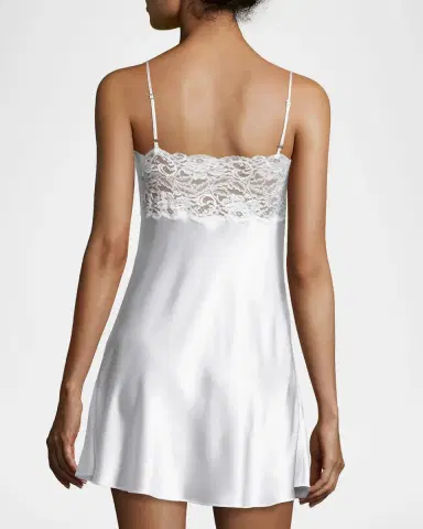 Christine Lingerie Bijoux Lace-Trim Silk Chemise | Thumbnail 3