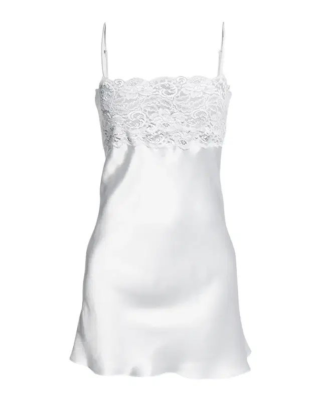 Christine Lingerie Bijoux Lace-Trim Silk Chemise