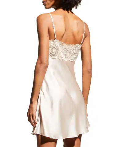 Christine Lingerie Bijoux Lace-Trim Silk Chemise | Thumbnail 3