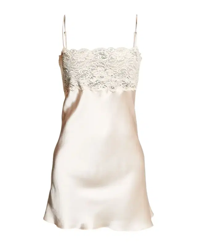 Christine Lingerie Bijoux Lace-Trim Silk Chemise
