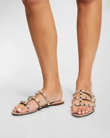 Valentino Garavani Rockstud Caged Flat Slide Sandals | Thumbnail 2 Valentino Garavani Rockstud Caged Flat Slide Sandals | Thumbnail 2