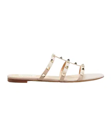 Valentino Garavani Rockstud Caged Flat Slide Sandals | Thumbnail 1 Valentino Garavani Rockstud Caged Flat Slide Sandals | Thumbnail 1