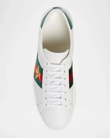 Gucci Men's New Ace Embroidered Low-Top Sneakers | Thumbnail 4 Gucci Men's New Ace Embroidered Low-Top Sneakers | Thumbnail 4