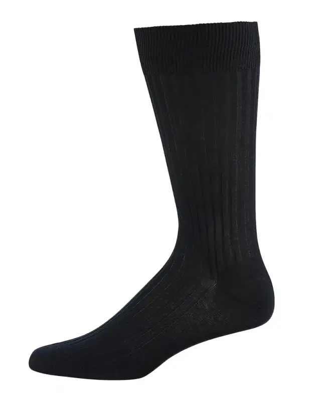Pantherella Men's Danvers Ribbed Cotton Mid-Calf Socks