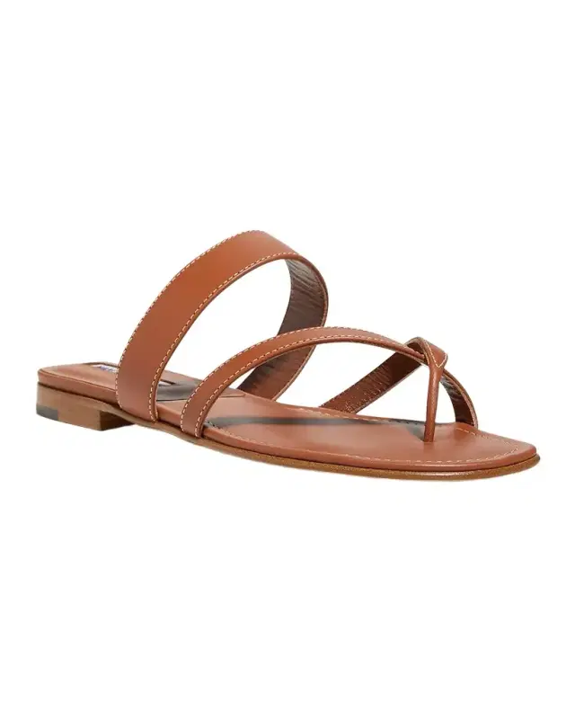 Manolo Blahnik Susa Flat Leather Sandals