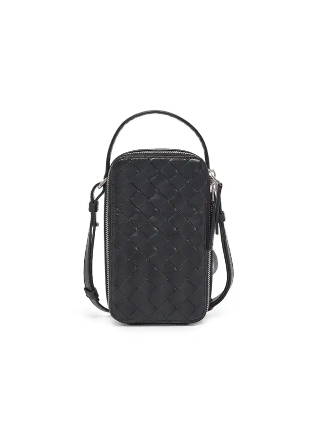 Bottega Veneta Men's Getaway Phone Pouch - Black Silver
