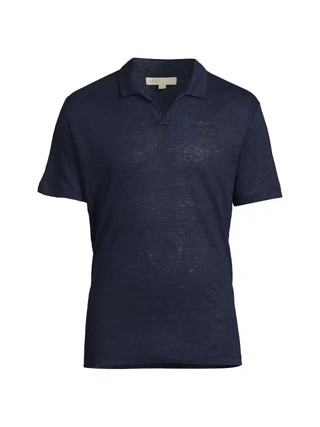 Men's Shaun Linen Polo Shirt - Deep Navy