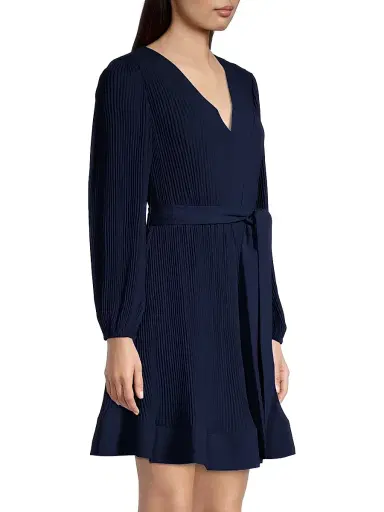 Milly Women's Liv Pleated Belted Minidress - Navy - Size 12 | Thumbnail 4 Milly Women's Liv Pleated Belted Minidress - Navy - Size 12 | Thumbnail 4