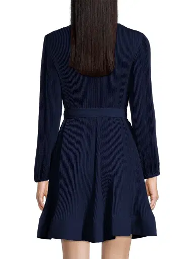 Milly Women's Liv Pleated Belted Minidress - Navy - Size 12 | Thumbnail 5 Milly Women's Liv Pleated Belted Minidress - Navy - Size 12 | Thumbnail 5