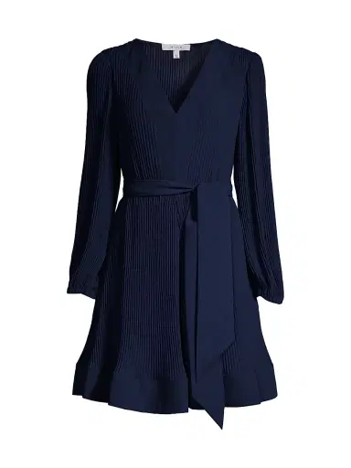Milly Women's Liv Pleated Belted Minidress - Navy - Size 12 | Thumbnail 1 Milly Women's Liv Pleated Belted Minidress - Navy - Size 12 | Thumbnail 1