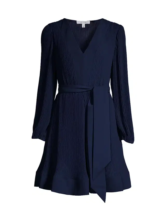 Women's Liv Pleated Belted Minidress - Navy