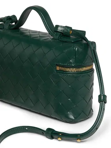 Bottega Veneta Women's Bang Bang Intrecciato Leather Crossbody Vanity Case Bag - Emerald Green Gold | Thumbnail 5 Bottega Veneta Women's Bang Bang Intrecciato Leather Crossbody Vanity Case Bag - Emerald Green Gold | Thumbnail 5