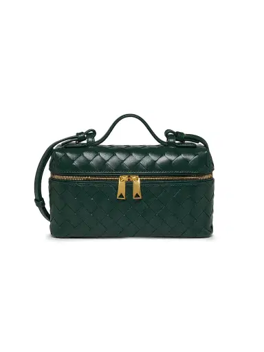 Bottega Veneta Women's Bang Bang Intrecciato Leather Crossbody Vanity Case Bag - Emerald Green Gold | Thumbnail 1 Bottega Veneta Women's Bang Bang Intrecciato Leather Crossbody Vanity Case Bag - Emerald Green Gold | Thumbnail 1