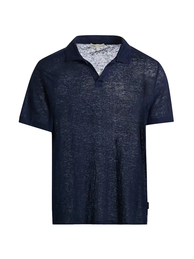 Men's Shaun Linen Polo Shirt - Gunmetal