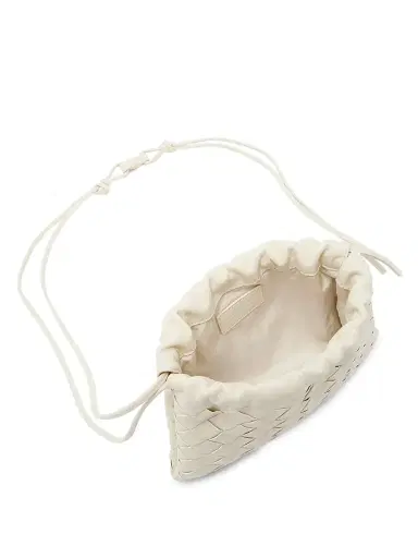Bottega Veneta Women's Small Dustbag Intrecciato Leather Crossbody Bag - Sea Salt Gold | Thumbnail 4 Bottega Veneta Women's Small Dustbag Intrecciato Leather Crossbody Bag - Sea Salt Gold | Thumbnail 4