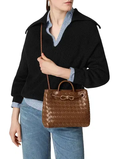 Bottega Veneta Women's Andiamo Small Intrecciato Leather Top-Handle Bag - Nocciola Brass | Thumbnail 2