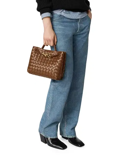 Bottega Veneta Women's Andiamo Small Intrecciato Leather Top-Handle Bag - Nocciola Brass | Thumbnail 3