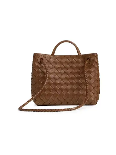 Bottega Veneta Women's Andiamo Small Intrecciato Leather Top-Handle Bag - Nocciola Brass | Thumbnail 7