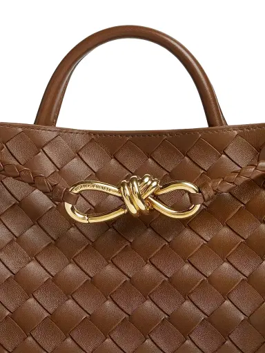 Bottega Veneta Women's Andiamo Small Intrecciato Leather Top-Handle Bag - Nocciola Brass | Thumbnail 8