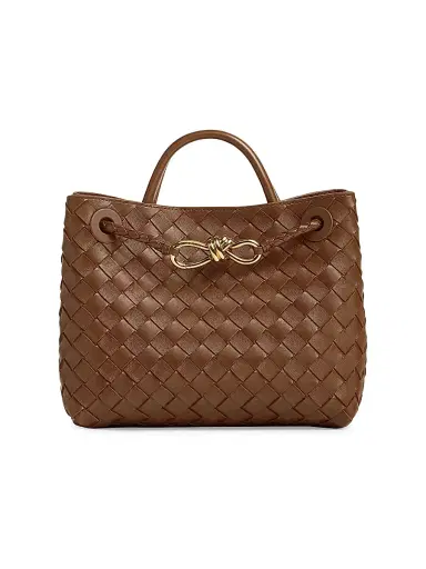 Bottega Veneta Women's Andiamo Small Intrecciato Leather Top-Handle Bag - Nocciola Brass | Thumbnail 1