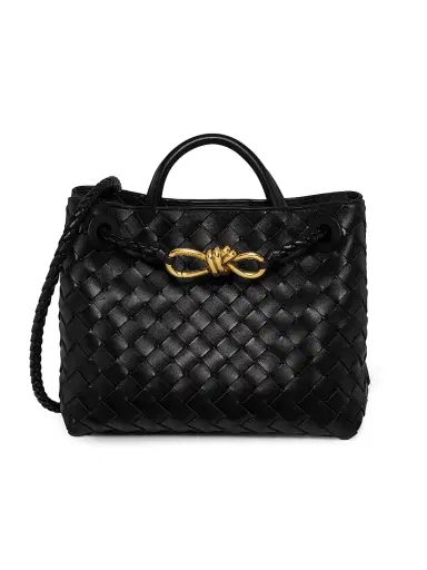 Bottega Veneta Women's Andiamo Small Intrecciato Leather Top-Handle Bag - Black Brass | Thumbnail 1