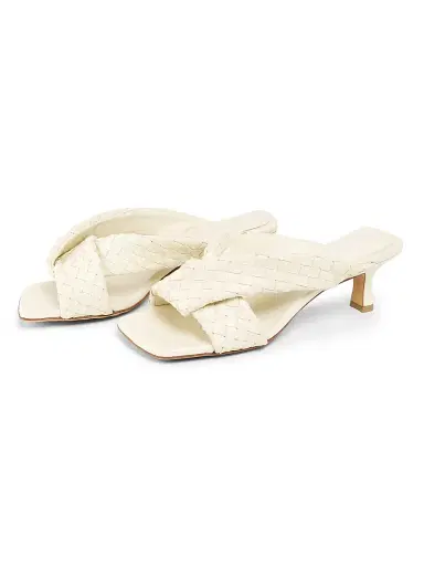 Bottega Veneta Women's Riva 50MM Leather Kitten-Heel Sandals - Sea Salt | Thumbnail 2 Bottega Veneta Women's Riva 50MM Leather Kitten-Heel Sandals - Sea Salt | Thumbnail 2