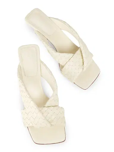 Bottega Veneta Women's Riva 50MM Leather Kitten-Heel Sandals - Sea Salt | Thumbnail 4 Bottega Veneta Women's Riva 50MM Leather Kitten-Heel Sandals - Sea Salt | Thumbnail 4