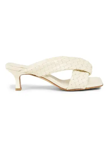 Bottega Veneta Women's Riva 50MM Leather Kitten-Heel Sandals - Sea Salt | Thumbnail 1 Bottega Veneta Women's Riva 50MM Leather Kitten-Heel Sandals - Sea Salt | Thumbnail 1