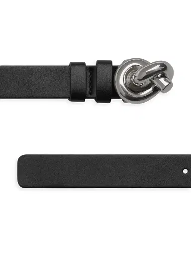 Bottega Veneta Women's Knot Leather Belt - Black Silver | Thumbnail 3