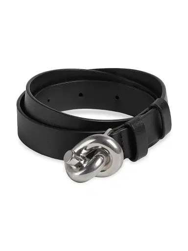 Bottega Veneta Women's Knot Leather Belt - Black Silver | Thumbnail 1