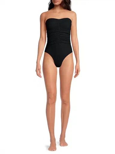 Milly Women's Textured Ruched Strapless One-Piece Swimsuit | Thumbnail 2 Milly Women's Textured Ruched Strapless One-Piece Swimsuit | Thumbnail 2
