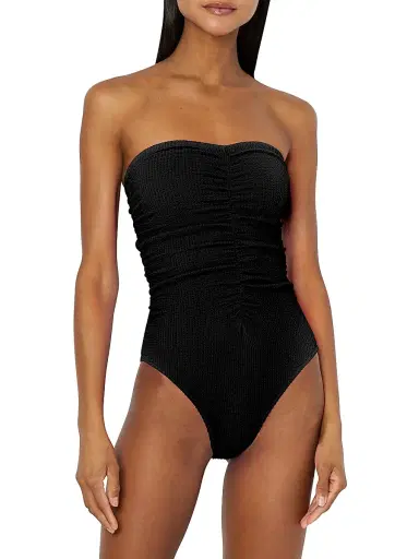 Milly Women's Textured Ruched Strapless One-Piece Swimsuit | Thumbnail 3 Milly Women's Textured Ruched Strapless One-Piece Swimsuit | Thumbnail 3