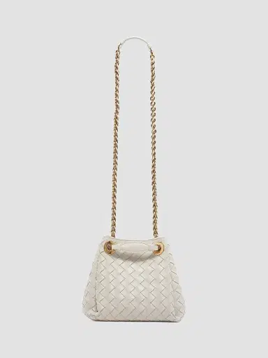 Bottega Veneta Women's Small Parachute Intrecciato Leather Shoulder Bag - Chalk | Thumbnail 6 Bottega Veneta Women's Small Parachute Intrecciato Leather Shoulder Bag - Chalk | Thumbnail 6